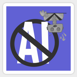 No AI Robot Grayscale Sticker